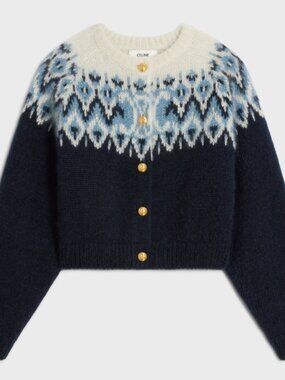Celine Fair Isle Cardigan in Mohair and Silk Winter 2022 Collection